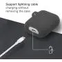 AirPods Case, GMYLE Silicone Protective Shockproof Wireless Charging Airpods Earbuds Case Cover Skin with Keychain Set Compatible for Apple AirPods 2 & 1 – Transparent Black [Front LED Visible]