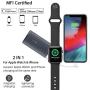 MIPOW Portable Apple Watch Charger, MFi Certified Magnetic 6000mAh Power Bank with Built-in iPhone Fast Charging Cord Cable, Pocket-sized Battery for iWatch Series 3 2 1 Nike 38mm 42mm
