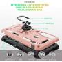 Motorola G Power Case, Moto G Power Phone Case with HD Screen Protector, Gritup 360 Degree Rotating Metal Ring Holder Kickstand Armor Anti-Scratch Bracket Cover Case for Motorola G Power Rose Gold