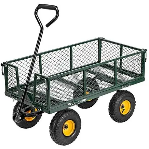 VIVOHOME Heavy Duty 1100 Lbs Capacity Mesh Steel Garden Cart Folding Utility Wagon with Removable Sides and 10 Inch Wheels (Green) VIVOHOME Heavy Duty 1100 Lbs Capacity Mesh Steel Garden Cart Folding Utility Wagon with Removable Sides and 10 Inch Wheels (Green)