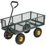 VIVOHOME Heavy Duty 1100 Lbs Capacity Mesh Steel Garden Cart Folding Utility Wagon with Removable Sides and 10 Inch Wheels (Green)