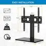 Universal TV Stand - Table Top TV Stand for 32-47 Inch LCD LED TVs - Height Adjustable TV Base Stand with Tempered Glass Base & Wire Management & Security Wire, Holds Up to 88lbs, VESA 400x400mm