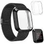 HAPAW Metal Bands Plus Screen Protector Case Compatible with Fitbit Versa 2, Stainless Steel Magnetic Mesh Strap Men Women Bracelet Wristbands Accessories with 2-Pack Bumper Cover for Versa 2 Smartwatch (Black, Small) HAPAW Metal Bands Plus Screen Protector Case Compatible with Fitbit Versa 2, Stainless Steel Magnetic Mesh Strap Men Women Bracelet Wristbands Accessories with 2-Pack Bumper Cover for Versa 2 Smartwatch (Black, Small)