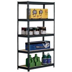 EDSAL UR185P-BLK Black Steel Heavy Duty 5-Shelf Shelving Unit, 4000lbs Capacity, 36'' Width x 72'' Height x 18'' Depth