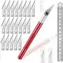 1 Pieces Craft Knife Hobby Knife with 11 Pieces Stainless Steel Blades Kit for Cutting Carving Scrapbooking Art Creation (red 20pcs)