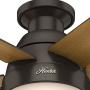 Hunter Fan Company 59268 Hunter Anslee Indoor Low Profile Ceiling Fan with LED Light and Pull Chain Control, 46'', Premier Bronze