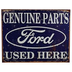 Imprints Plus Bundle Ford Parts Used Here Retro Tin Sign Décor - Vintage Inspired Metal Sign Complete with Screws for Hanging to Display in Your Home Bar, Garage, or Restaurant [12.5''X16''] (DTSN-1422)