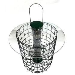 Droll Yankees Domed Cage Sunflower Seed Bird Feeder, 15 Inches, 4 Ports, Green