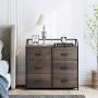 HOMECHO Fabric Dresser with 6 Drawers, Wide Chest of Drawers with Wood Top, Sturdy Metal Frame, Furniture Storage Tower for Bedroom, Closets, Hallway, Entryway, Dark Brown