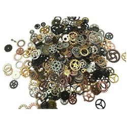 Gnognauq 500 Gram (Approx 45 Mixed Styles) Antique Assorted 9 Mixed Color Steampunk Charms Pendant Clock Wheel Gears for Crafting and Jewelry Making Accessory (500)