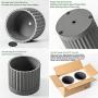 DOMDO Cement Planter Flowerpot - 5.5 Inches Bonsai Containers Unglazed Medium Concrete Planters for Home Indoor Decor with Drain Hole - Gray, Set of 2