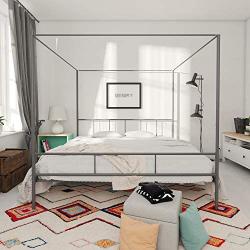 Novogratz Marion Canopy Bed, King, Dark Gray