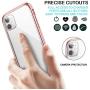 SURITCH Clear Case for iPhone 11, [Built in Screen Protector][9H Tempered Glass Back][Metallic Electroplated] Shockproof Hard Full Body Protection Silicone Bumper Cover for iPhone 11 6.1''(Rose Gold)