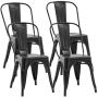 Metal Chair Dining Chairs Set of 4 Patio Chair 18 Inches Seat Height Dining Room Kitchen Chair Tolix Restaurant Chairs Trattoria Bar Stackable Chairs Metal Indoor Outdoor Chairs