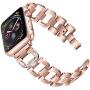 PUGO TOP Compatible with Apple Watch Band 40mm Series 6 5 4 Iwatch IPhone Watch Bracelet Band Stainless Steel Metal Bling with Rhinestones (38mm/40mm, Series 5/4 Aluminum Case Gold)