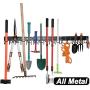 YueTong All Metal Garden Tool Organizer,Adjustable Garage Wall Organizers and Storage,Heavy Duty Wall Mount Holder with Hooks for Broom,Rake,Mop,Shovel.(3 Pack)