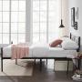 VECELO Bed Frame/Mattress Foundation with Vintage Headboard & Footboard, Easy Assembly, Queen, Black