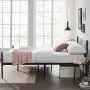 VECELO Bed Frame/Mattress Foundation with Vintage Headboard & Footboard, Easy Assembly, Queen, Black