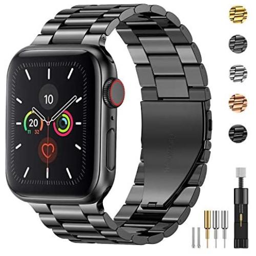 Fitlink Stainless Steel Metal Band for Apple Watch 38/40/42/44mm Replacement Link Bracelet Band Compatible with Apple Watch Series 6 Apple Watch Series 5 Apple Watch Series 1/2/3/4 (Grey, 38/40mm)