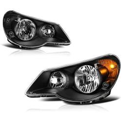 VIPMOTOZ For 2007-2010 Chrysler Sebring Headlights - Matte Black Housing, Driver and Passenger Side