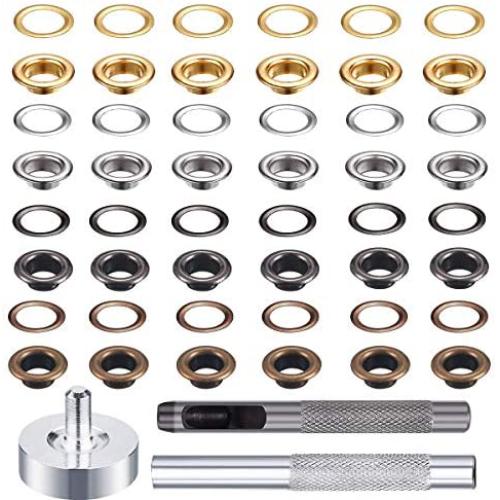 Eyelet Set, Metal Grommet Kit with 3Pcs Tool Kit and Storage Box, 4 Color, 400Pcs in Total