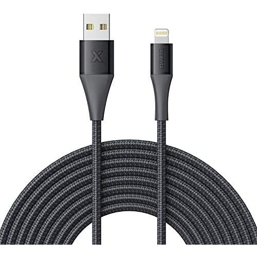 Xcentz iPhone Charger 10ft, MFi Certified Lightning Cable, Braided Nylon High-Speed iPhone Cable with Premium Metal Connector for iPhone 11/X/XS/XR/XS Max/8/7/6/5S/SE, iPad Mini/Air, Black