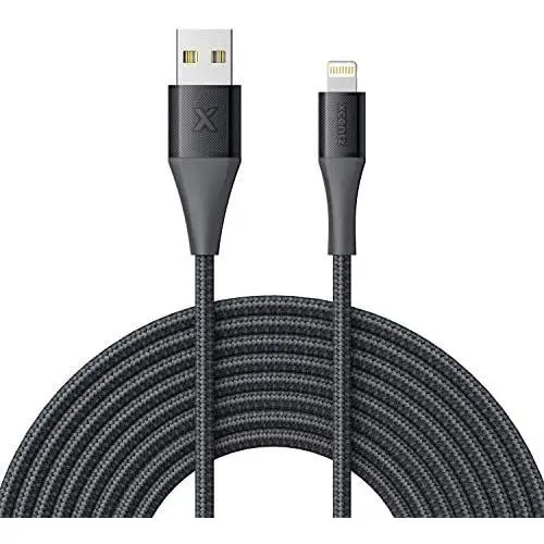 Xcentz iPhone Charger 10ft, MFi Certified Lightning Cable, Braided Nylon High-Speed iPhone Cable with Premium Metal Connector for iPhone 11/X/XS/XR/XS Max/8/7/6/5S/SE, iPad Mini/Air, Black