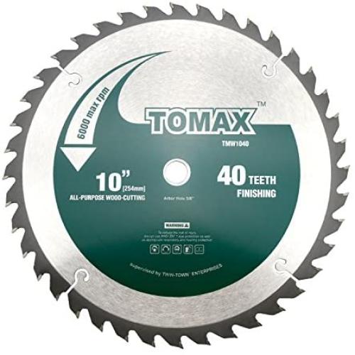 TOMAX 10-Inch 40 Tooth ATB Finishing Saw Blade with 5/8-Inch Arbor TOMAX 10-Inch 40 Tooth ATB Finishing Saw Blade with 5/8-Inch Arbor