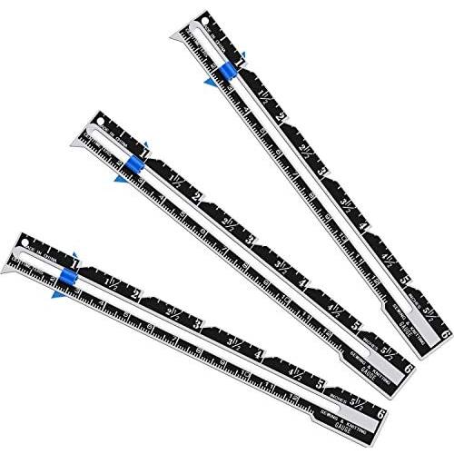 Sliding Gauge Sewing Measuring Tool Aluminum Quilting Ruler for Knitting Crafting Sewing Beginner Hemming Measuring (3 Pieces)