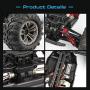 Hosim 1:16 Scale 4WD 36km/h High Speed RC Truck 9135 Remote Control RC Car 2.4Ghz Radio Controlled Off-Road RC Monster Truck RTR Hobby Car Buggy for Kids Adults (Red)