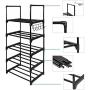 DazHom 5-Tier Shoe Rack Storage Organizer, Stackable Shoe Tower Shoe Racks, Closet Portable Organizer Shoe Shelf Space Saving, Durable Metal Shoe Shelves Holds 10 Pairs, Black