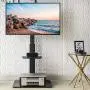 Rfiver Universal Swivel Floor TV Stand with Mount for 32-65 inch Flat Screens/Curved TVs up to 110lbs, Tall TV Stand with Black Tempered Glass Base and 2-Tier Storage Shelves, Height Adjustable. Rfiver Universal Swivel Floor TV Stand with Mount for 32-65 inch Flat Screens/Curved TVs up to 110lbs, Tall TV Stand with Black Tempered Glass Base and 2-Tier Storage Shelves, Height Adjustable.