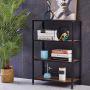 GreenForest Industrial Bookcase 4 Tier Rustic Bookshelf Metal Frame for Home and Office Walnut