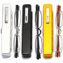 Small Reading Glasses Men Women 3 Pairs Slim Pocket Readers with Pen Metal Case Spring Hinge 3.5
