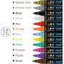 ARTarlei Permanent Paint Markers | Medium Point,Safe to Kids, 12 Vibrant Colors Oil-Based Paint Pens for Any Surface - Canvas, Glass, Stone,Ceramic,Metal, Wood, Rubber,Plastic, Paper, Leather, Clay