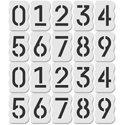 Curb Stencil Kit for Address Painting, All Numbers - 14 Mil Mylar Plastic [4'' Tall Numbers, 2 of Each]