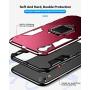 iPhone XR Case, Heavy Duty Shockproof Phone Cover with Magnetic Car Mount Metal Ring Kickstand for Apple iPhone XR 6.1inch - Red
