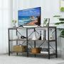 KICODE Rustic Console Table, 55 Inch Sofa Table with Storage Shelf, Industrial Hallway Table, 3 Shelf Open Bookshelf (Dark Gray Oak)