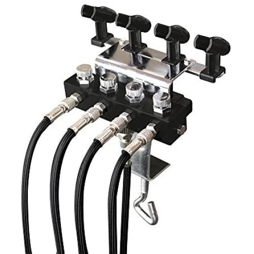 OPHIR Airbrush Holder Station with 4 Splitters Airbrush Manifold That Can Hold Up to 4 Airbrushes (with 5pcs of air Hose)