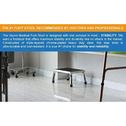 Vaunn Medical Foot Step Stool with Anti-Skid Rubber Platform, Chrome Plated Stool