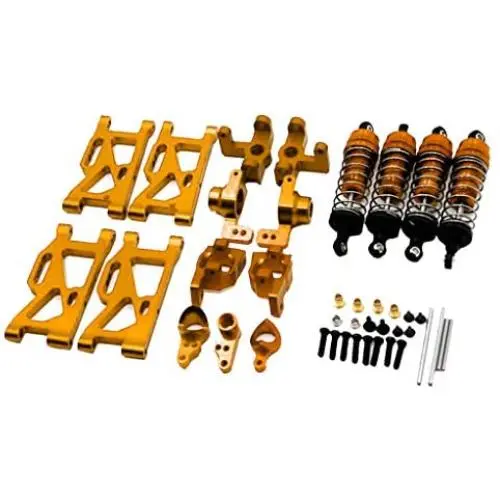 lahomia Metal Upgrade Parts Fits for Wltoys 144001 1/14 - Shock Absorbers & Front Rear Steering Arm & C Carrier - Golden lahomia Metal Upgrade Parts Fits for Wltoys 144001 1/14 - Shock Absorbers & Front Rear Steering Arm & C Carrier - Golden