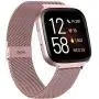 ZWGKKYGYH Compatible with Fitbit Versa and Versa 2 Bands for Women Men, Rose Gold Stainless Steel Metal Mesh Magnetic Band Bracelet Strap Replacement for Fitbit Versa/Versa Lite SE, Large