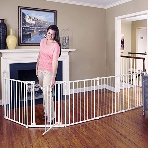 Toddleroo by North States 3 in 1 Metal Superyard: 144'' long extra wide baby gate, barrier or play yard. Hardware or freestanding. 6 panels, 10 sq.ft. enclosure (30'' tall, Beige) Toddleroo by North States 3 in 1 Metal Superyard: 144'' long extra wide baby gate, barrier or play yard. Hardware or freestanding. 6 panels, 10 sq.ft. enclosure (30'' tall, Beige)