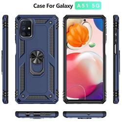 UNKNOK Galaxy A51 5G Case, [Not Fit A51 4G], [Military Grade ] 15ft Drop Tested Shockproof Protective, Metal Rotating Ring Kickstand Magnetic Support Cover for Samsung Galaxy A51 5G Phone (Blue)