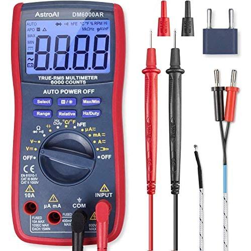 AstroAI Digital Multimeter, TRMS 6000 Counts Volt Meter Manual and Auto Ranging; Measures Voltage Tester, Current, Resistance, Continuity, Frequency; Tests Diodes, Transistors, Temperature