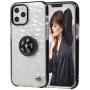 iPhone 11 Pro Case,Lozeguyc iPhone 11 Pro 5.8 Inch Clear Crystal TPU Case Bling Diamond Ring Stand Cover Soft Shockproof Furry Ball Strap Case for Girls Women-Black