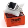 Falandi Replacement for Apple Watch Band 38mm, Glittering Diamond Metal Silver Case Handmade Elastic Stretch Bracelet Fashion Women Girls Rhinestone Strap for iWatch Series 3/2 / 1 (M, White-38mm)