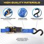 Ratchet Tie Down Straps - 4 Pk - 15 Ft- 500 Lbs Load Cap- 1500 Lb Break Strength- Cambuckle Alternative- Cargo Straps for Moving Appliances, Lawn Equipment, Motorcycle - Includes 2 Bungee Cord