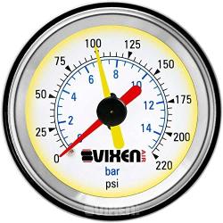 Vixen Air One 2'' Dual Needle Air Pressure White Gauge with Two Momentary Switches and Metal Dash Panel Kit VXF1GP2RKW