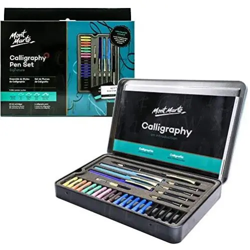 Mont Marte Calligraphy Set, 32 Piece. Includes Calligraphy Pens, Calligraphy Nibs, Ink Cartridges, Introduction Booklet and Exercise Booklet, Packaging May Vary Mont Marte Calligraphy Set, 32 Piece. Includes Calligraphy Pens, Calligraphy Nibs, Ink Cartridges, Introduction Booklet and Exercise Booklet, Packaging May Vary